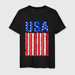 Футболка хлопковая мужская America flag, цвет: черный