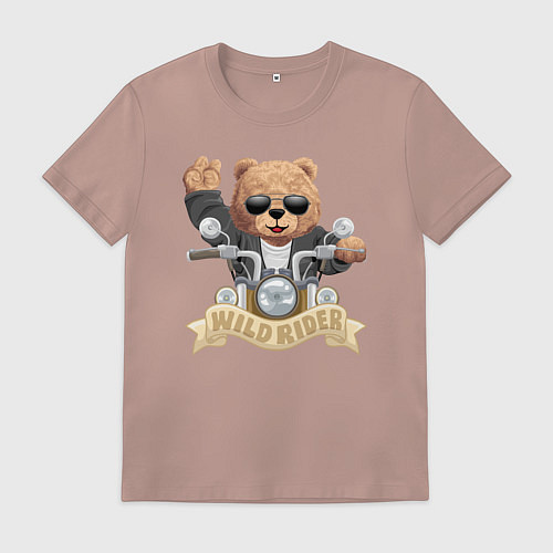 Мужская футболка Плюшевый медвежонок байкер / Пыльно-розовый – фото 1