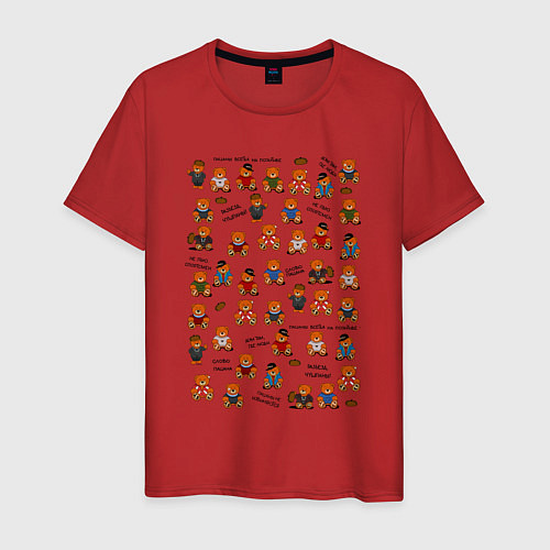 Мужская футболка Мишки-персонажи из слово пацана / Красный – фото 1
