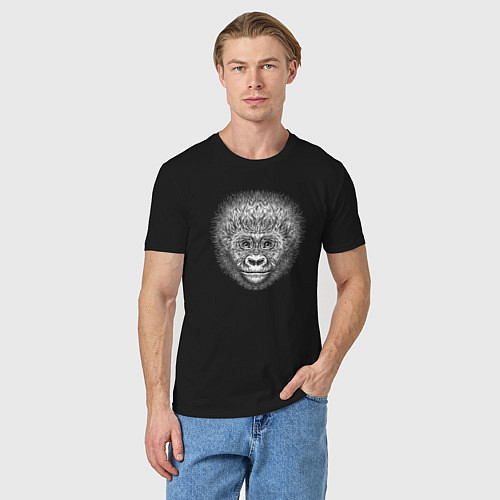 Мужская футболка Морда детеныша гориллы / Черный – фото 3