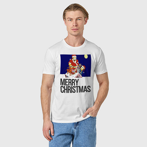Мужская футболка Merry Christmas Simpsons / Белый – фото 3