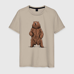 Футболка хлопковая мужская Медведь бурый, цвет: миндальный