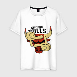 Футболка хлопковая мужская Bulls logo with hands, цвет: белый