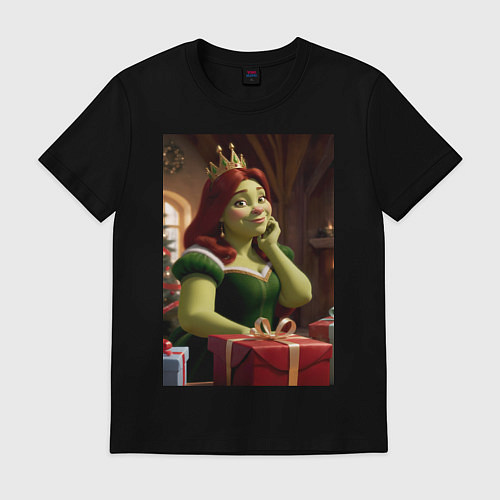 Мужская футболка Шрек: Фиона с подарками / Черный – фото 1