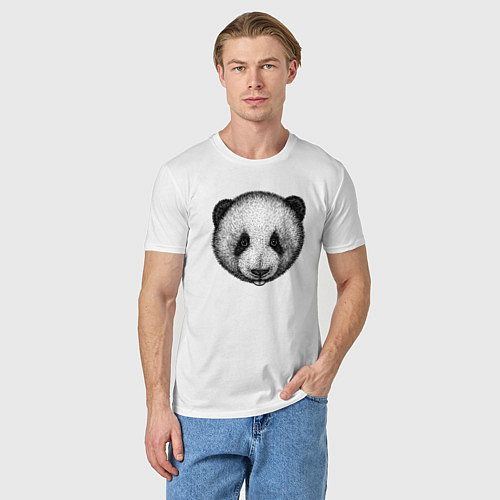 Мужская футболка Панды голова / Белый – фото 3