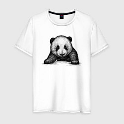 Футболка хлопковая мужская Панда детеныш, цвет: белый