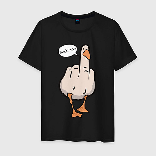 Мужская футболка Duck you - фак ю / Черный – фото 1