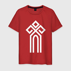 Футболка хлопковая мужская Символ славянский чур, цвет: красный