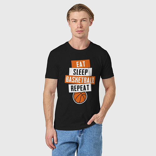 Мужская футболка Eat sleep basketball / Черный – фото 3