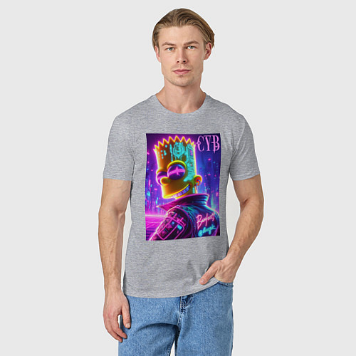 Мужская футболка Cyber Bart - neon glow / Меланж – фото 3