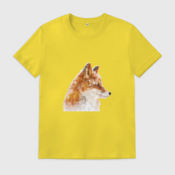 Футболка хлопковая мужская Лиса зимой, цвет: желтый