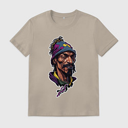 Футболка хлопковая мужская Snoop dogg head, цвет: миндальный