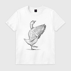 Футболка хлопковая мужская Гусь встрепенусь, цвет: белый