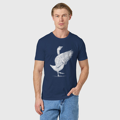 Мужская футболка Гусь белоснежный / Тёмно-синий – фото 3