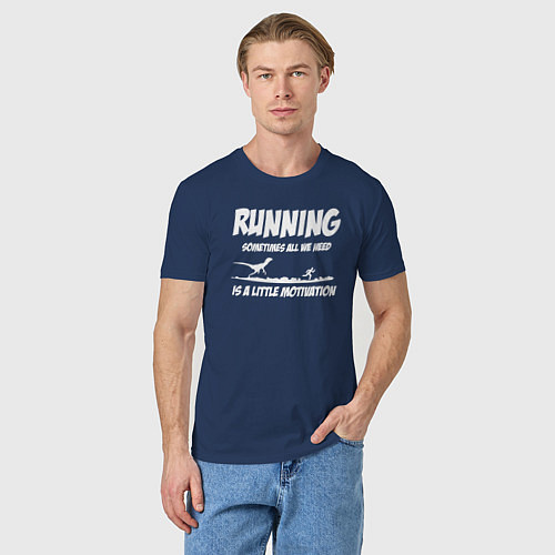 Мужская футболка Чтобы бегать нужно немного мотивации / Тёмно-синий – фото 3