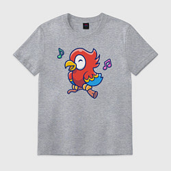 Футболка хлопковая мужская Музыкальный попугайчик, цвет: меланж