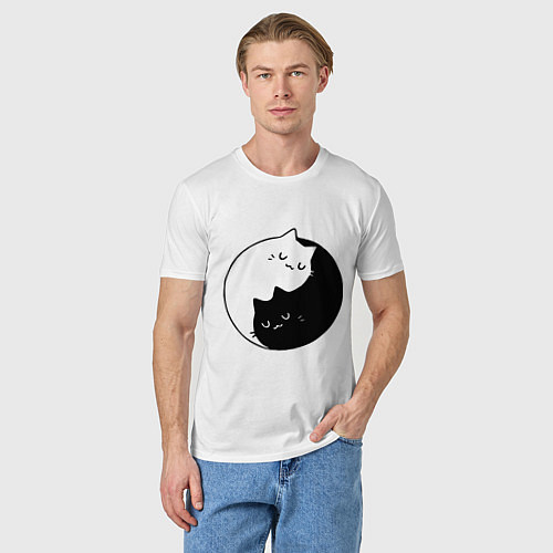 Мужская футболка Кошачий ин янь / Белый – фото 3
