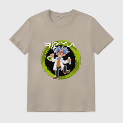 Футболка хлопковая мужская Безумный ученый, цвет: миндальный