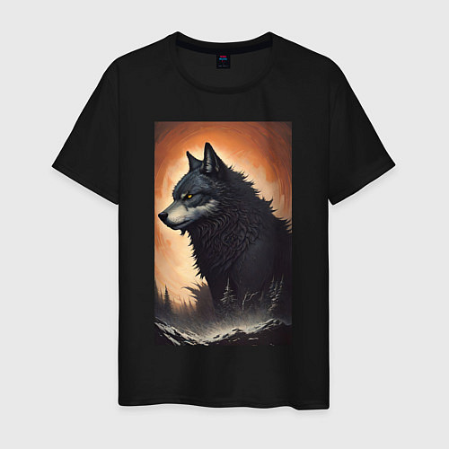 Мужская футболка Большой и страшный серый волк / Черный – фото 1