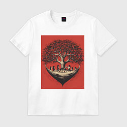 Футболка хлопковая мужская Love tree, цвет: белый