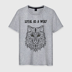 Футболка хлопковая мужская Loyal as a wolf, цвет: меланж