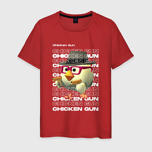 Мужская футболка Чикин ган - ципленок с пистолетом / Красный – фото 1