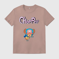 Футболка хлопковая мужская Чоппер доктор из аниме ван пис, цвет: пыльно-розовый