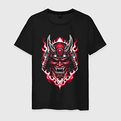 Футболка хлопковая мужская Samurai mask demon, цвет: черный