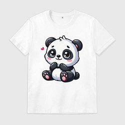 Футболка хлопковая мужская Забавная маленькая панда, цвет: белый