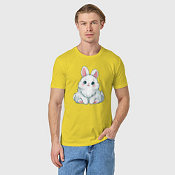 Футболка хлопковая мужская Пушистый аниме кролик, цвет: желтый — фото 2