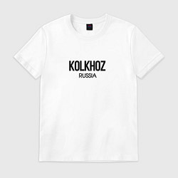 Футболка хлопковая мужская Kolkhoz, цвет: белый