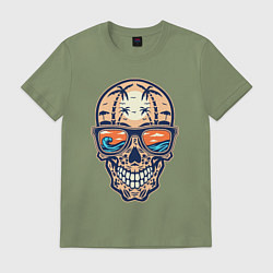 Футболка хлопковая мужская Summer skull, цвет: авокадо