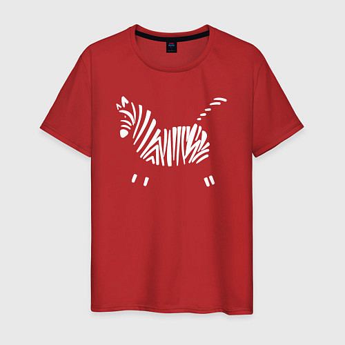 Мужская футболка Зебра минимализм / Красный – фото 1