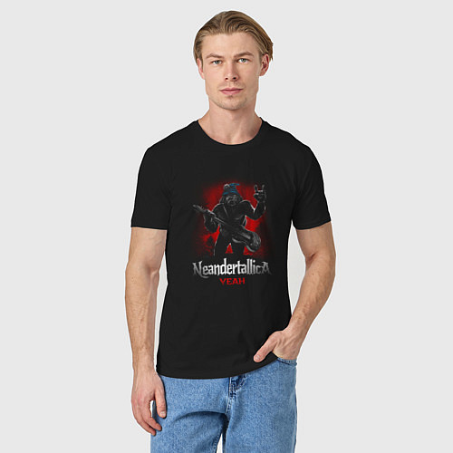 Мужская футболка Пародия на Металлику Неандерталлика / Черный – фото 3