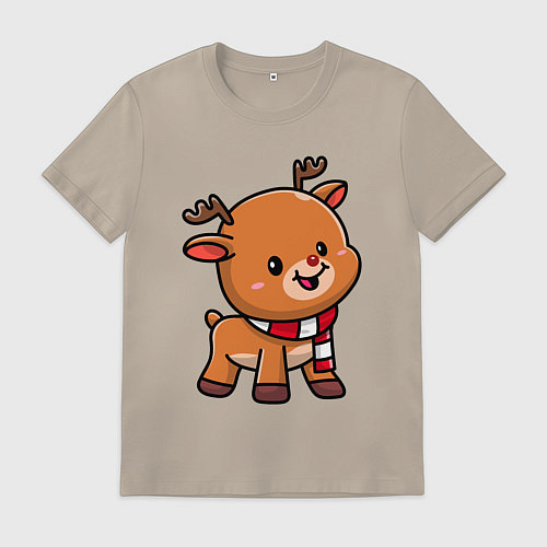 Мужская футболка Оленёнок / Миндальный – фото 1