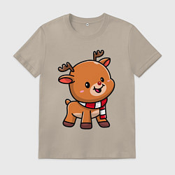 Футболка хлопковая мужская Оленёнок, цвет: миндальный