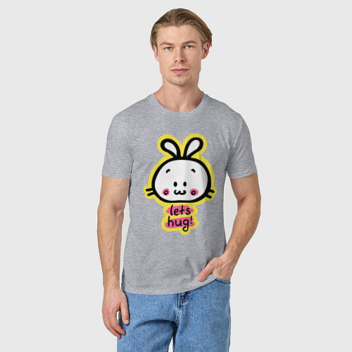 Мужская футболка Зайчик давай обниматься / Меланж – фото 3