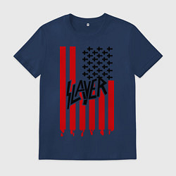 Футболка хлопковая мужская Slayer Flag, цвет: тёмно-синий