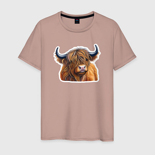 Мужская футболка Шотландский волосатый бык / Пыльно-розовый – фото 1