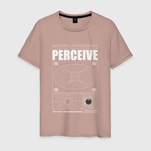Мужская футболка Perceive streetwear / Пыльно-розовый – фото 1