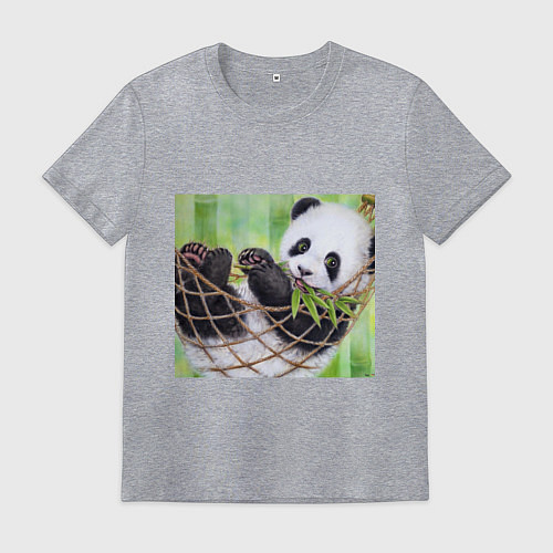 Мужская футболка Панда медвед / Меланж – фото 1
