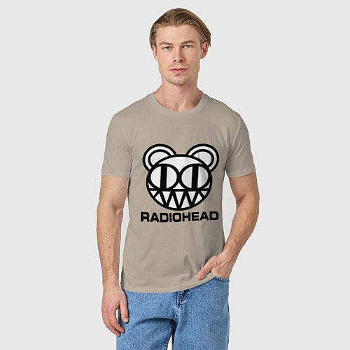 Мужская футболка Radiohead logo bear / Миндальный – фото 3