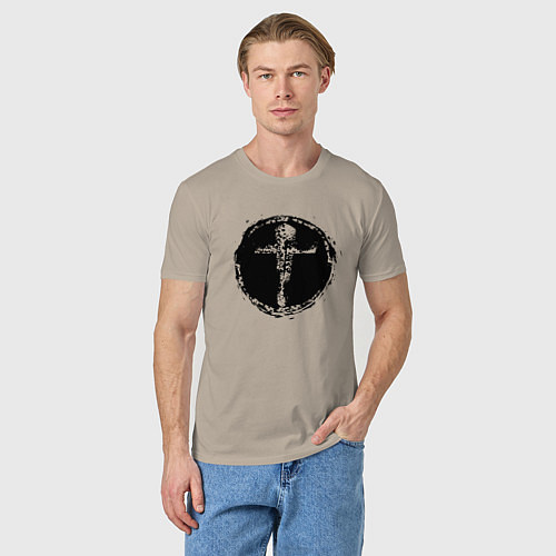 Мужская футболка Крест в круге фактурный / Миндальный – фото 3