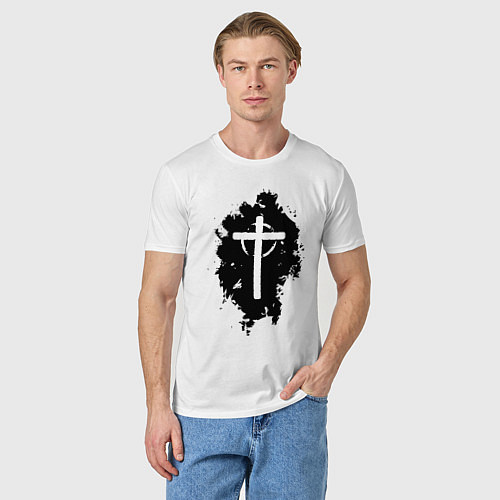 Мужская футболка Крест католический графика / Белый – фото 3