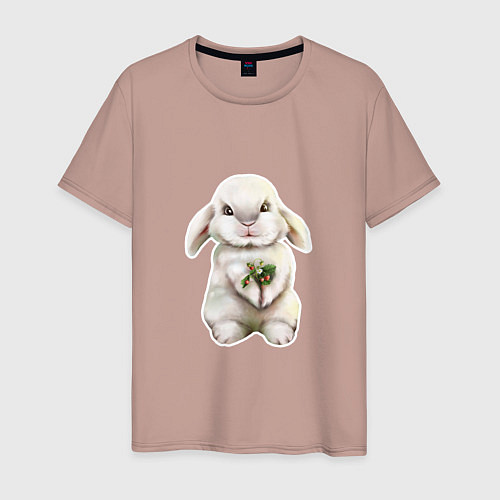 Мужская футболка Кролик с ягодками / Пыльно-розовый – фото 1
