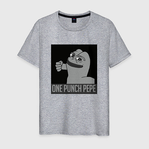 Мужская футболка One punch pepe / Меланж – фото 1