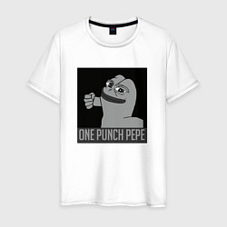 Футболка хлопковая мужская One punch pepe, цвет: белый