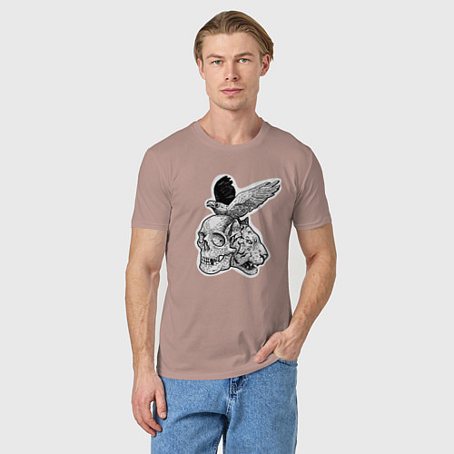Мужская футболка Череп, тигр и ворон / Пыльно-розовый – фото 3