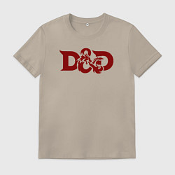 Футболка хлопковая мужская Днд дракон лого, цвет: миндальный