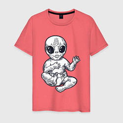 Футболка хлопковая мужская Baby alien, цвет: коралловый